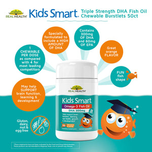 Kids Smart Hi DHA Omega-3 Fish Oil Chewable Burstlets – 30ct infographic