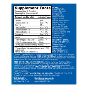 Kids Smart Trios Hi DHA Omega-3 Fish Oil – 60ct Supplement Facts
